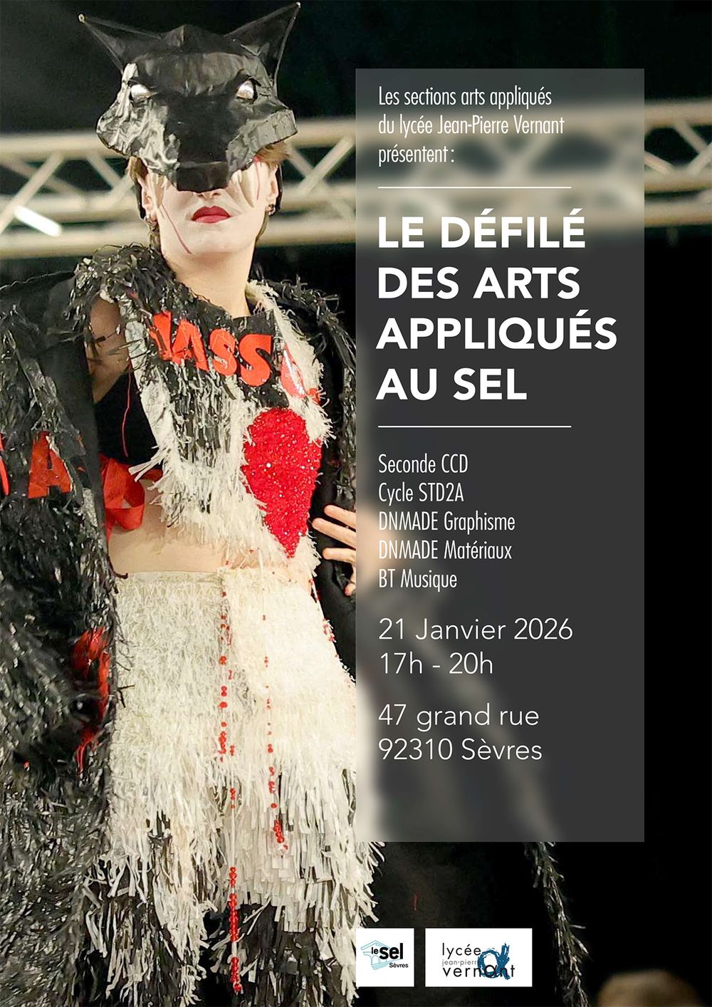 Affiche du défilé 2026 au SEL, Sèvres, sections arts-appliqués